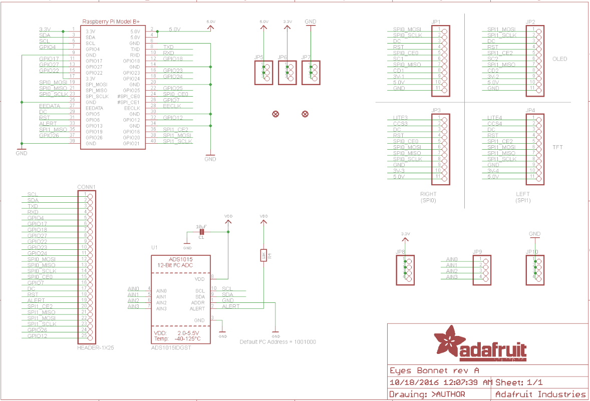 Schematic - Adafruit Animated Snake Eyes Bonnet Pack for Raspberry Pi